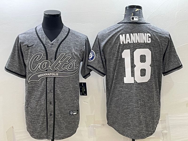 Men Indianapolis Colts #18 Manning Grey hemp ash 2022 Nike Co branded NFL Jerseys